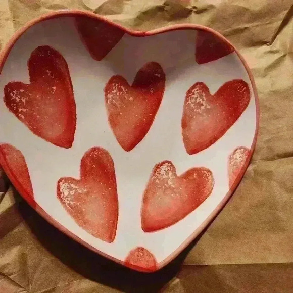 Vintage Heart Shaped Plate/Trivet Hand Painted Made Italy  Zanolli Pink Red 9.5” - Picture 2 of 3